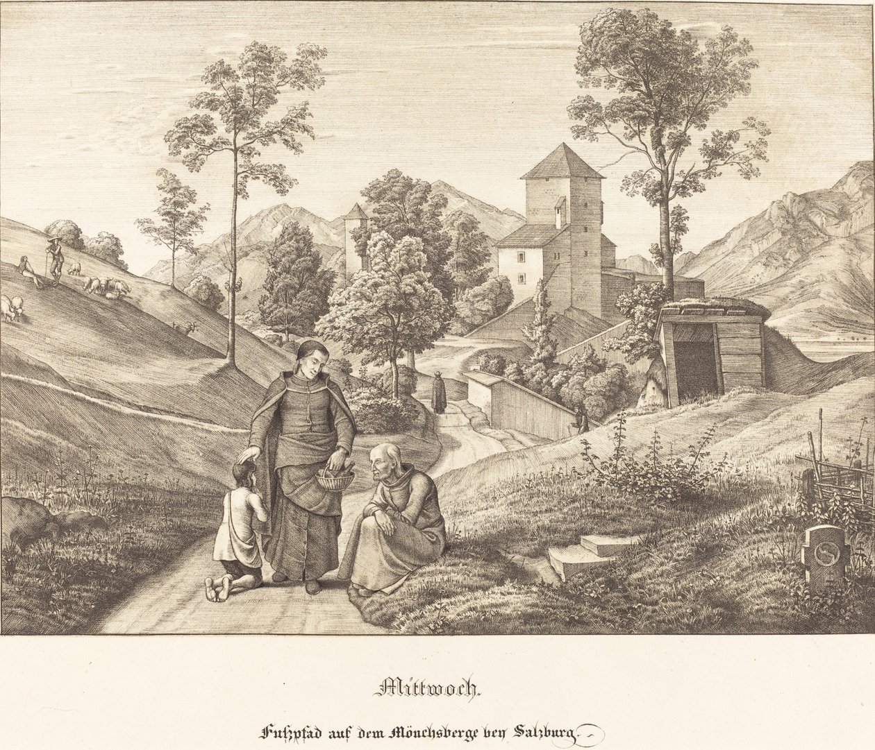 Onsdag - Gangsti på Mönchsberg-bukten Salzburg (onsdag - Gangsti på Mönchsberge nær Salzburg) av Ferdinand Olivier