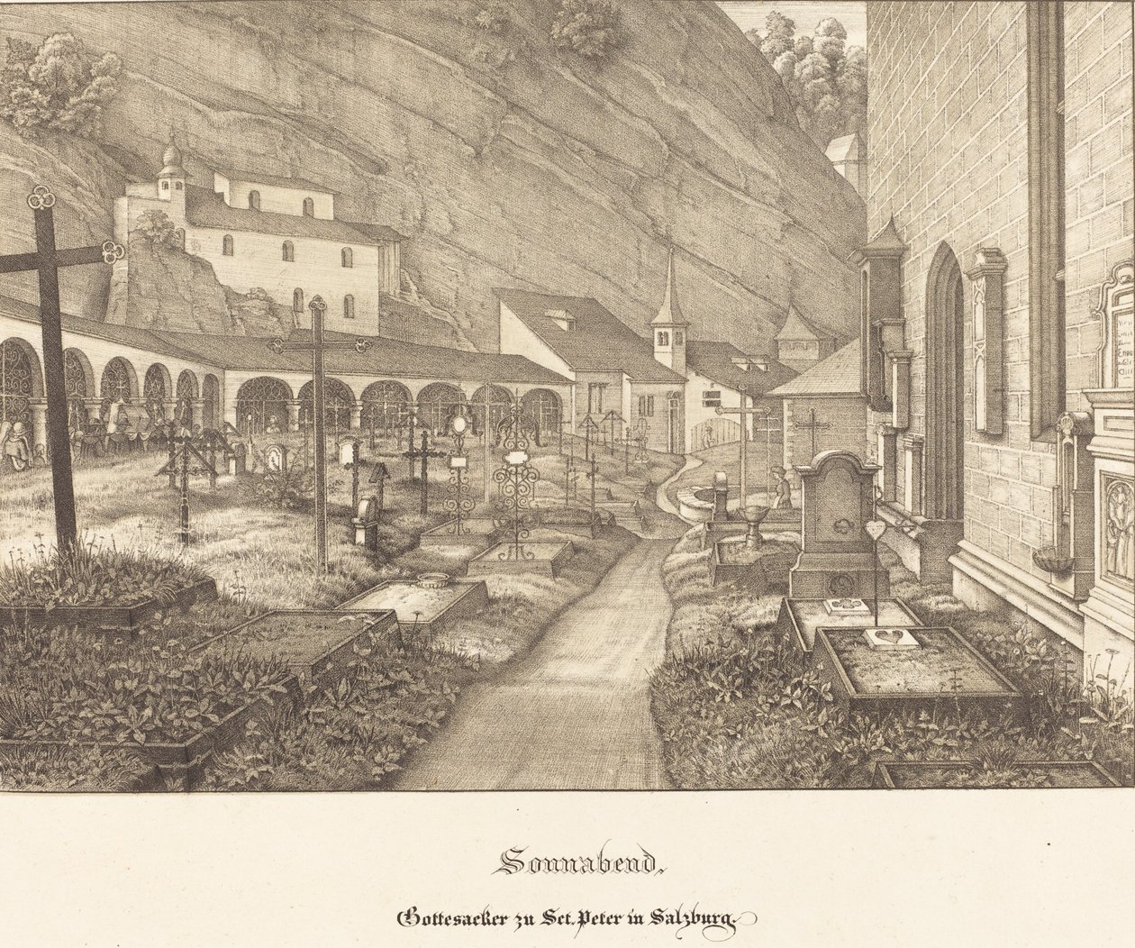 Lørdag - Kirkegården til St. Peter i Salzburg av Ferdinand Olivier