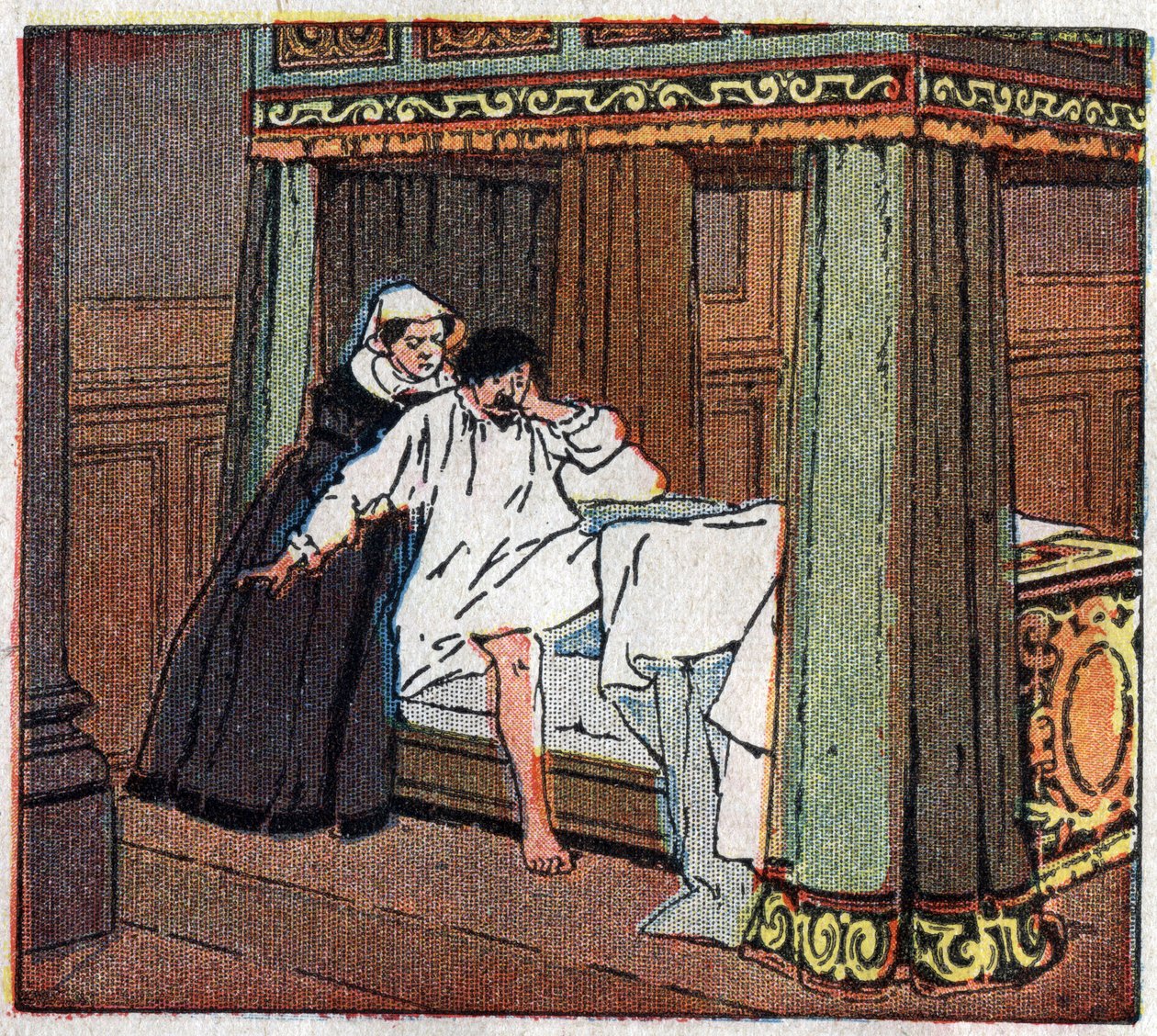 Frankrikes historie: Angret til kongen av Frankrike Charles IX (1550-1574) for å ha uttalt ordren om massakren på Saint Barthelemy. i «Histoire de France lært ved bilde og direkte observasjon. Forberedende kurs og første år av elementer C av Ferdinand Raffin
