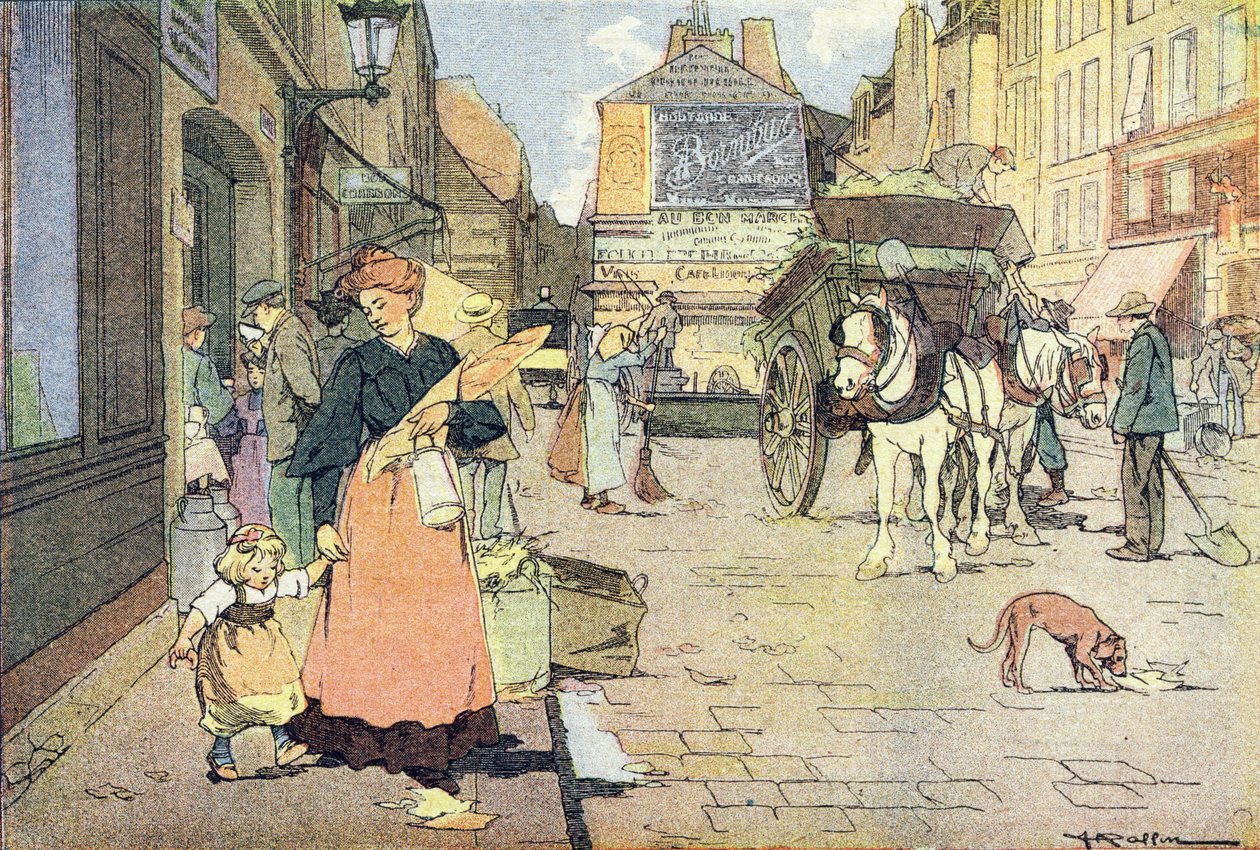 Morgen, i barndommens bildebok, ca. 1900 (gravering) av Ferdinand Raffin