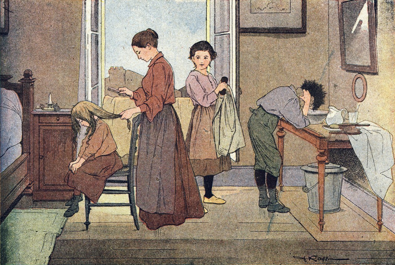 Oppdra ham, i Picture Book of Childhood, ca. 1900 (gravering) av Ferdinand Raffin