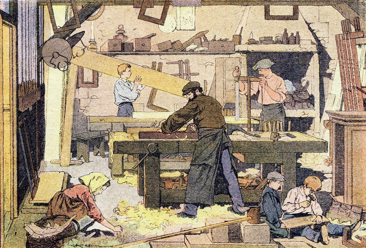 Snekkeren, i barndommens bildebok, ca. 1900 (gravering) av Ferdinand Raffin
