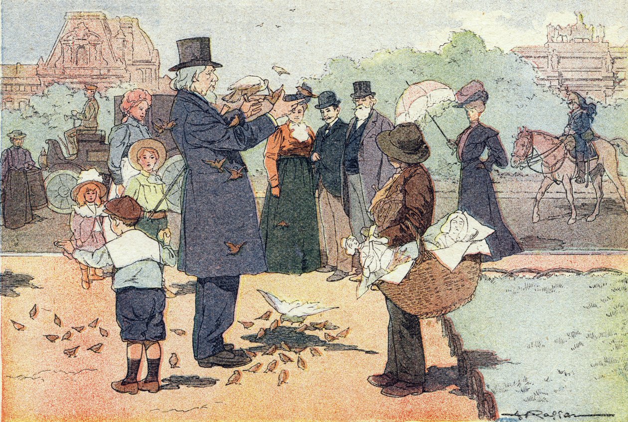 Den offentlige hagen til Tuileries i Paris, i Imagier de l'enfance, ca. 1900 (gravering) av Ferdinand Raffin