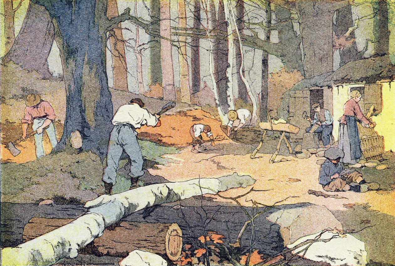 Sabotter-skogmannen, i Imagier de l'enfance, ca. 1900 (gravering) av Ferdinand Raffin
