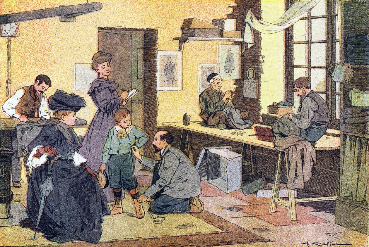 Skredderen, i barndommens bildebok, ca. 1900 (gravering) av Ferdinand Raffin