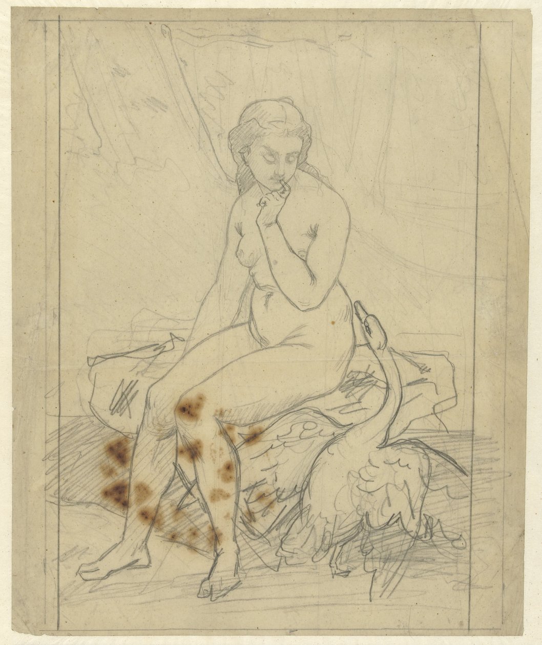 Sittende Leda med svanen av Ferdinand Roybet