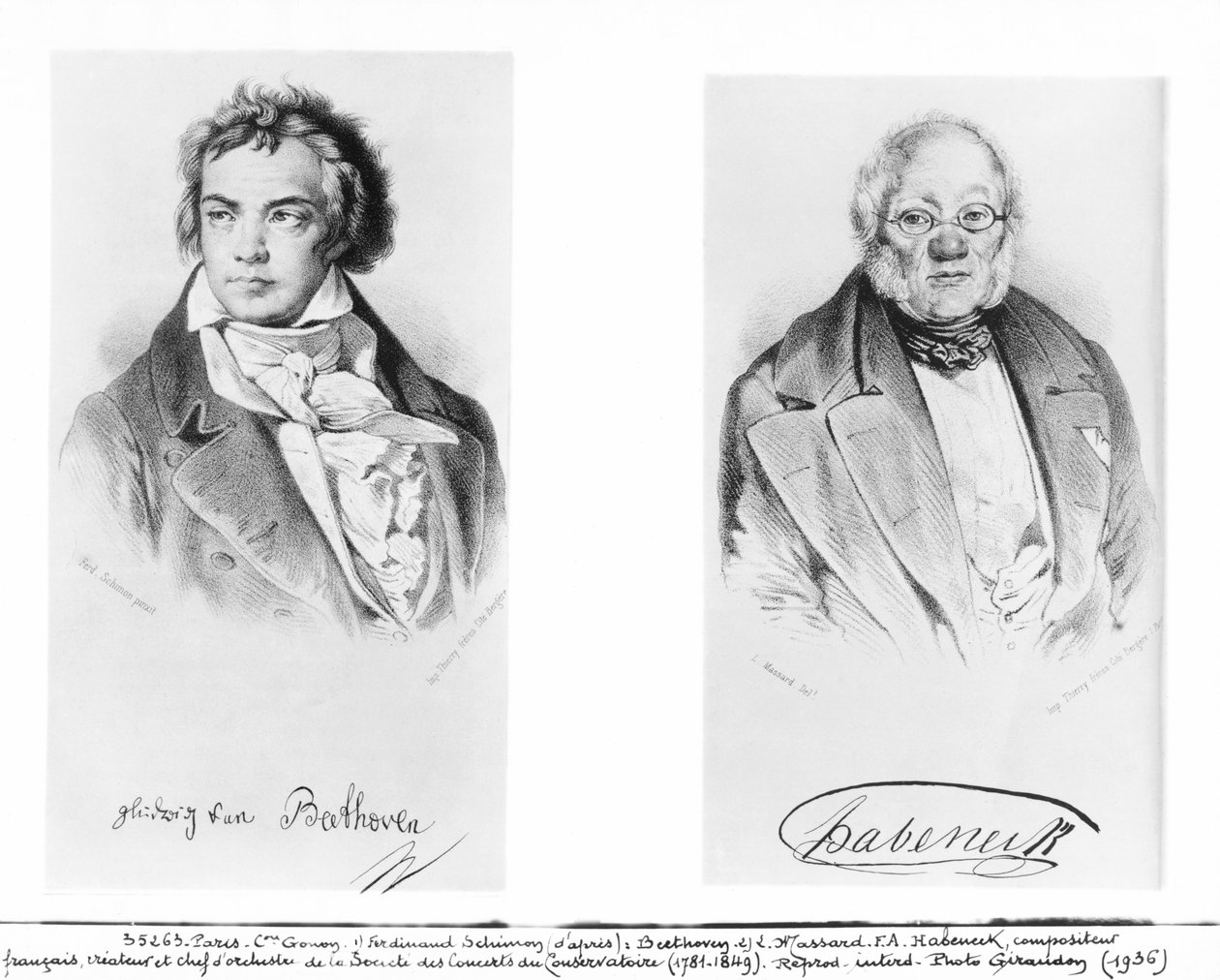 Ludwig van Beethoven (1770-1827) og Francois-Antoine Habeneck (1781-1849) av Ferdinand Schimon