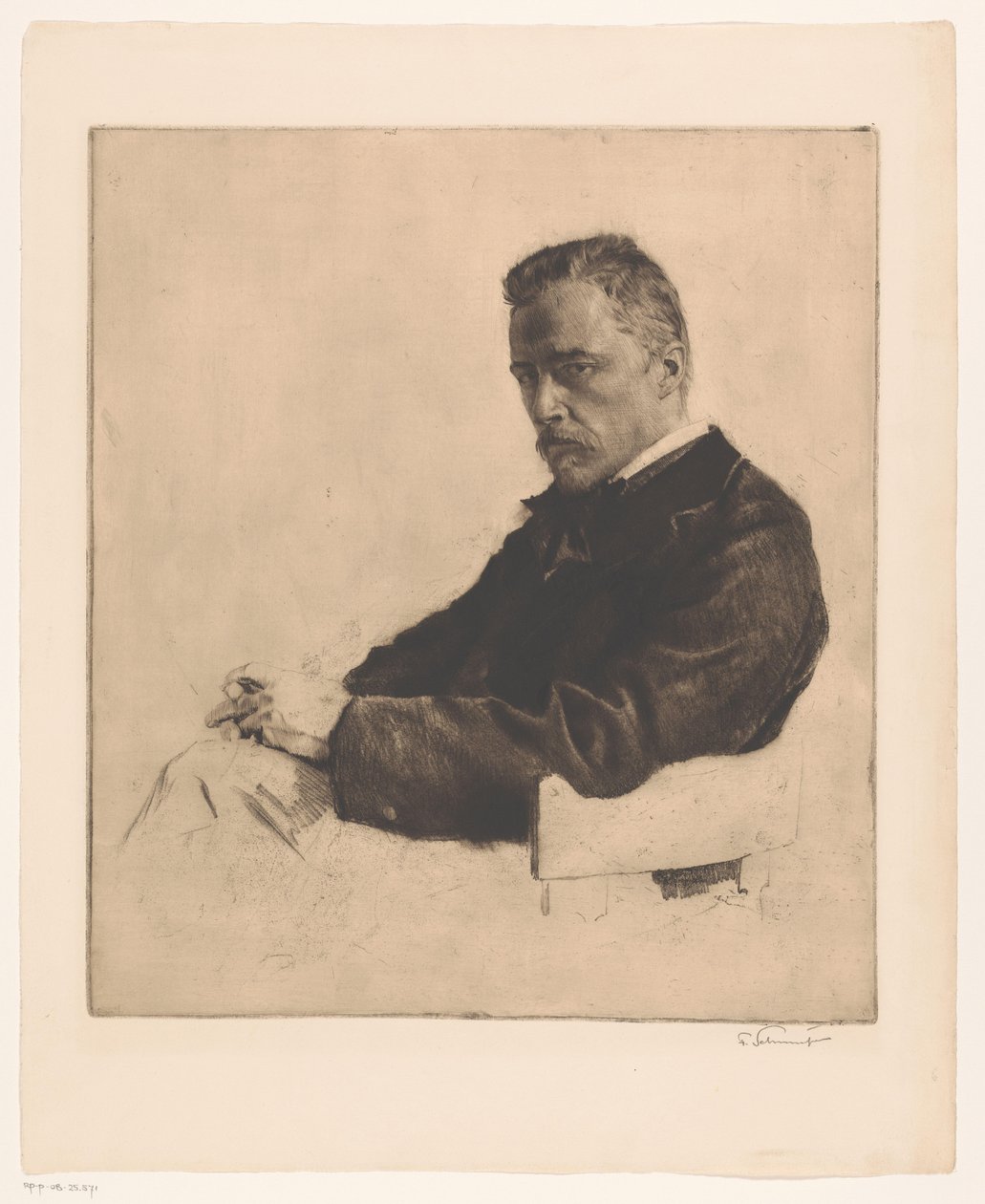 Portrett av Hugo Wolf av Ferdinand Schmutzer (signed by artist)