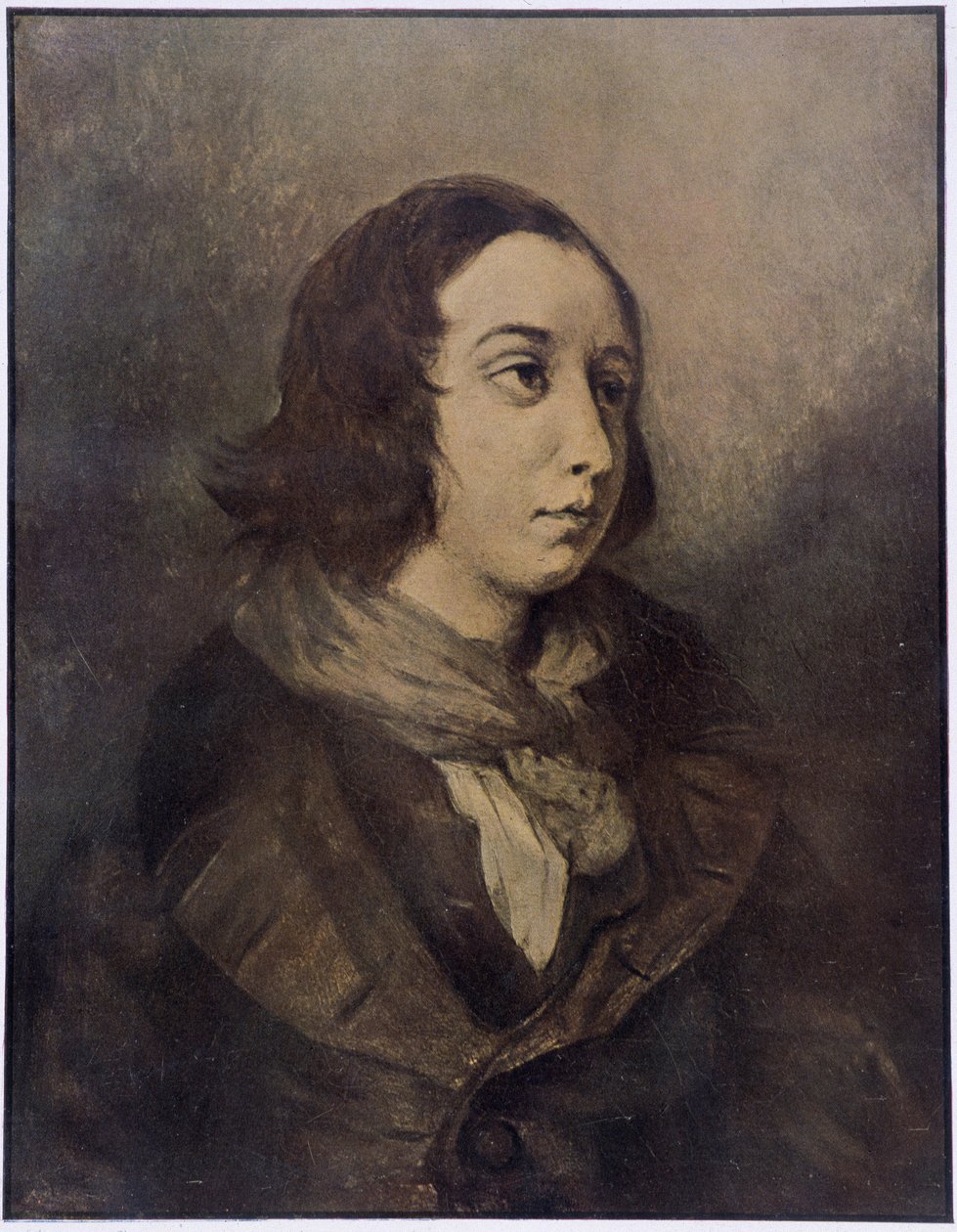 Portrett av George Sand (Aurore Dupin, Baronne Dudevant) (1804-1876) av Delacroix. av Ferdinand Victor Eugene (after) Delacroix