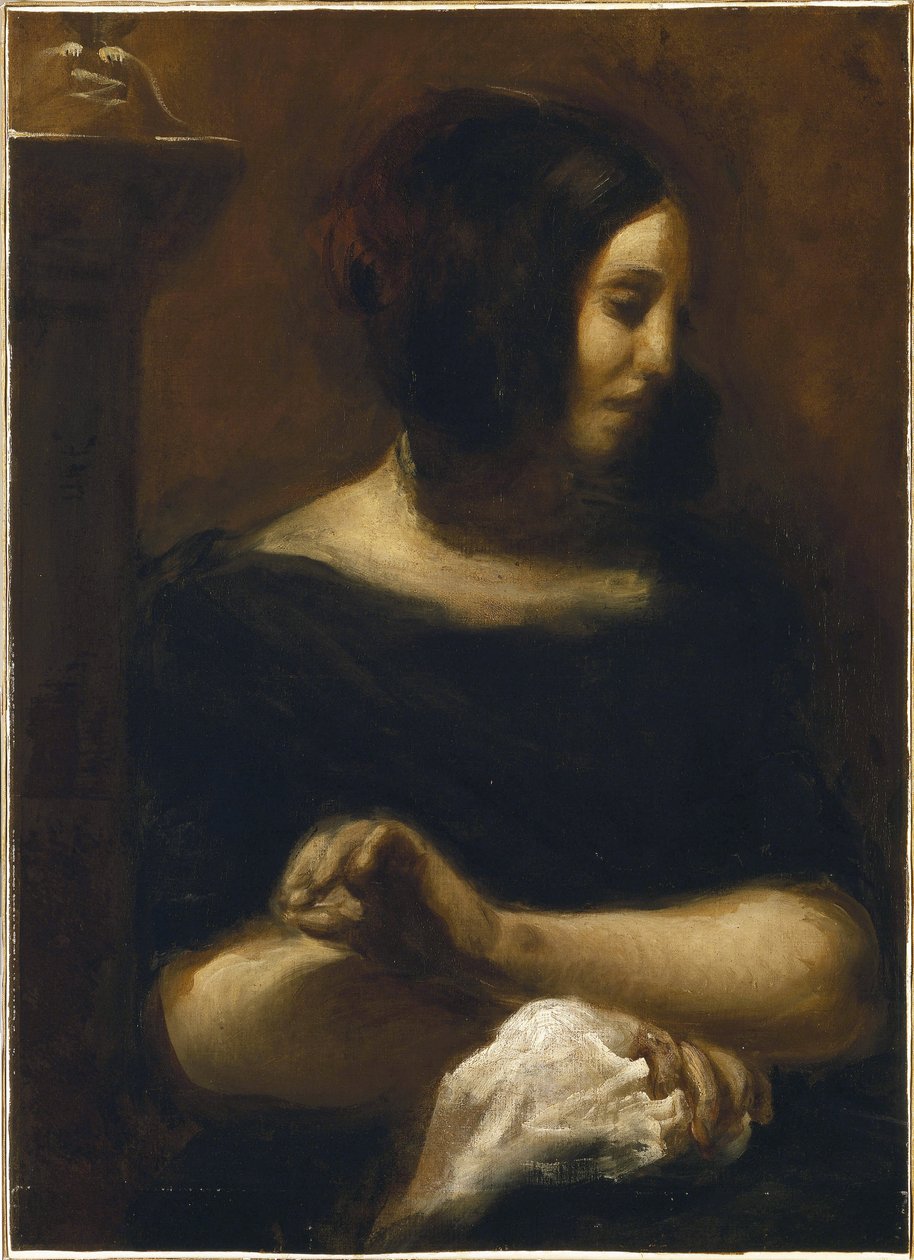 Portrett av George Sand, etter 1838 av Ferdinand Victor Eugene (after) Delacroix