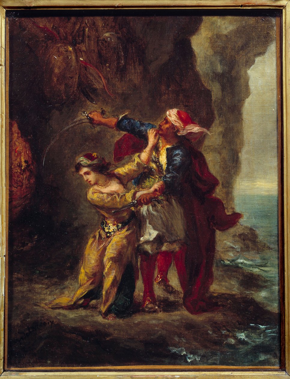 Abydos forlovede. (The Bride of Abydos) Illustrasjon av George Gordon Byrons bok kjent som Lord Byron (1788-1824) "The Bride of Abydos", sang II Strophe XXIII. Maleri av Eugene Delacroix (1798-1863) av Ferdinand Victor Eugene Delacroix