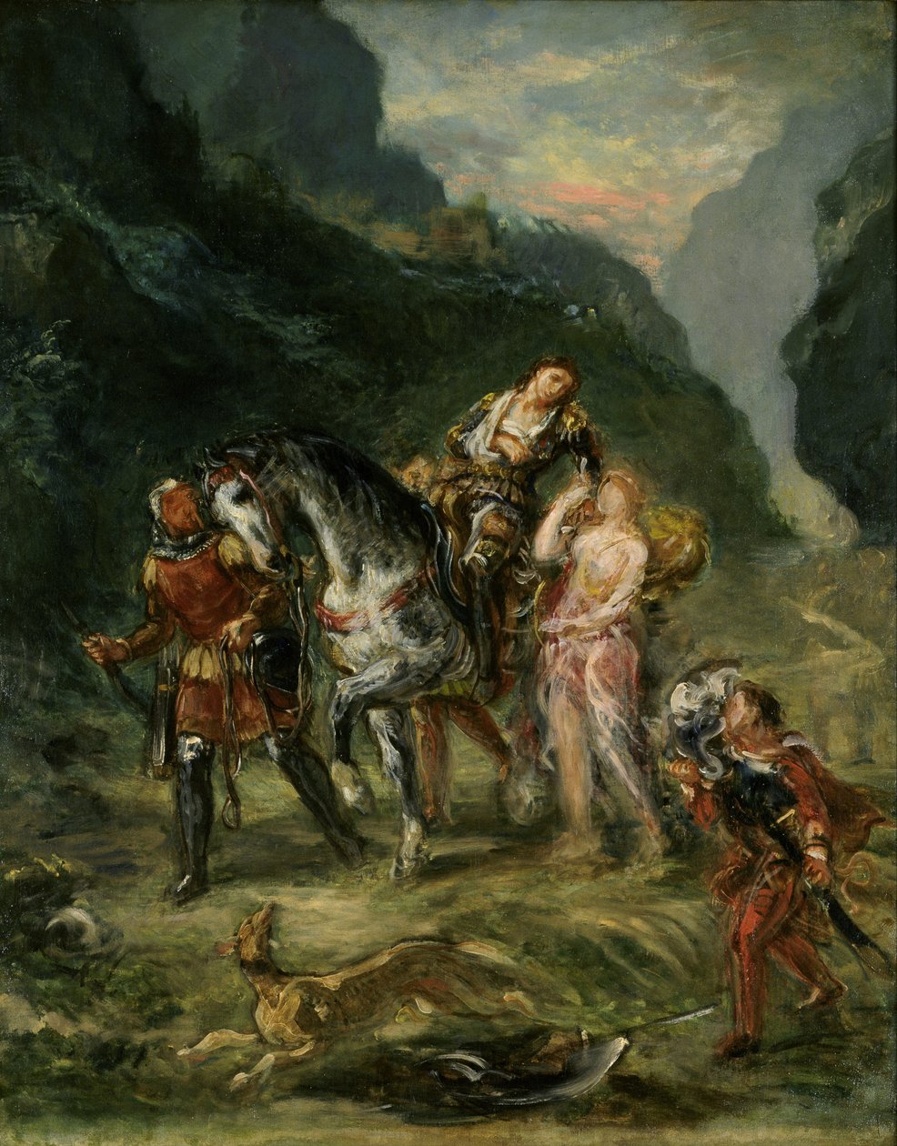 Angelica og den sårede Medoro, ca 1860 av Ferdinand Victor Eugene Delacroix