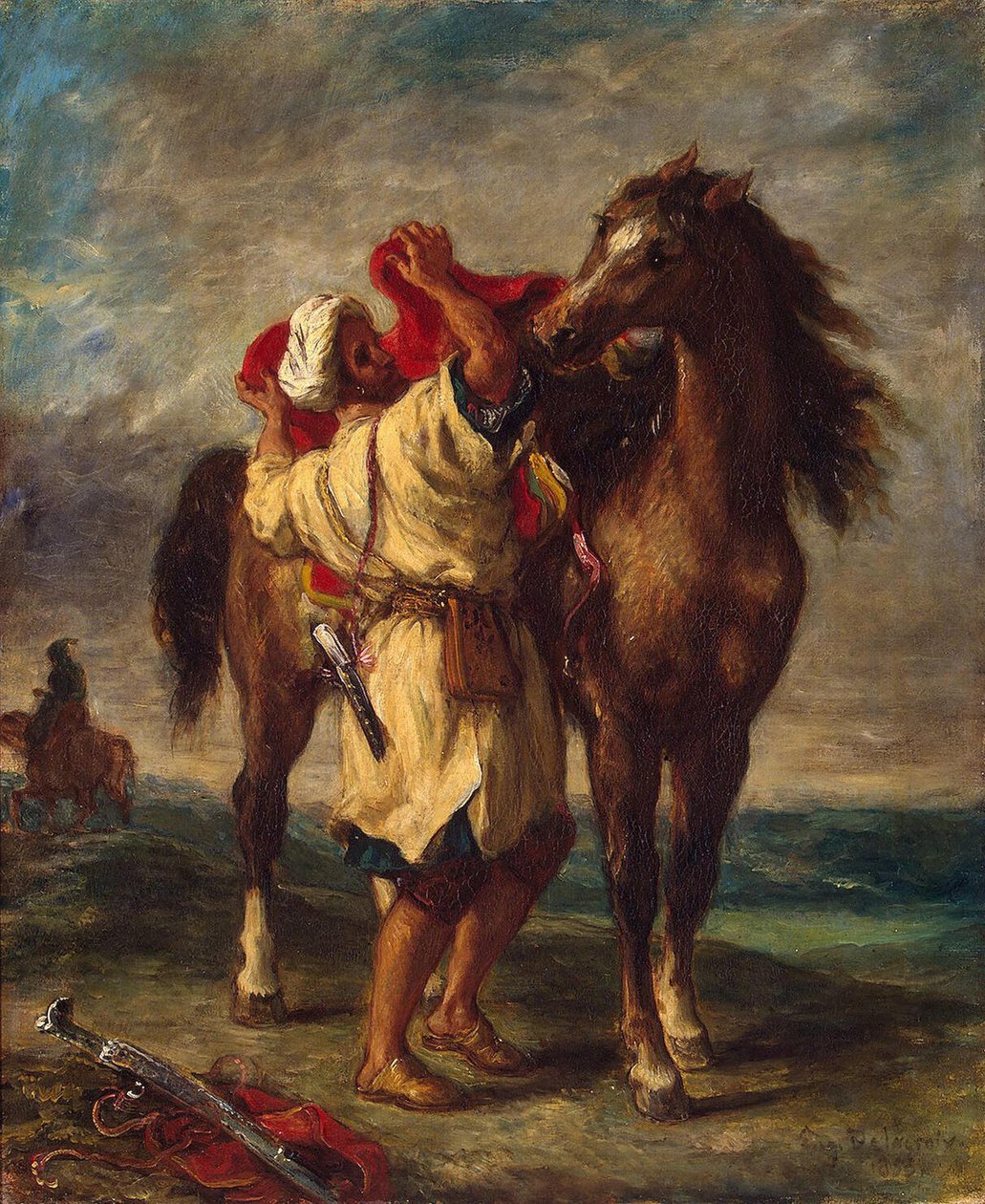 Araber som saler hesten sin av Ferdinand Victor Eugene Delacroix