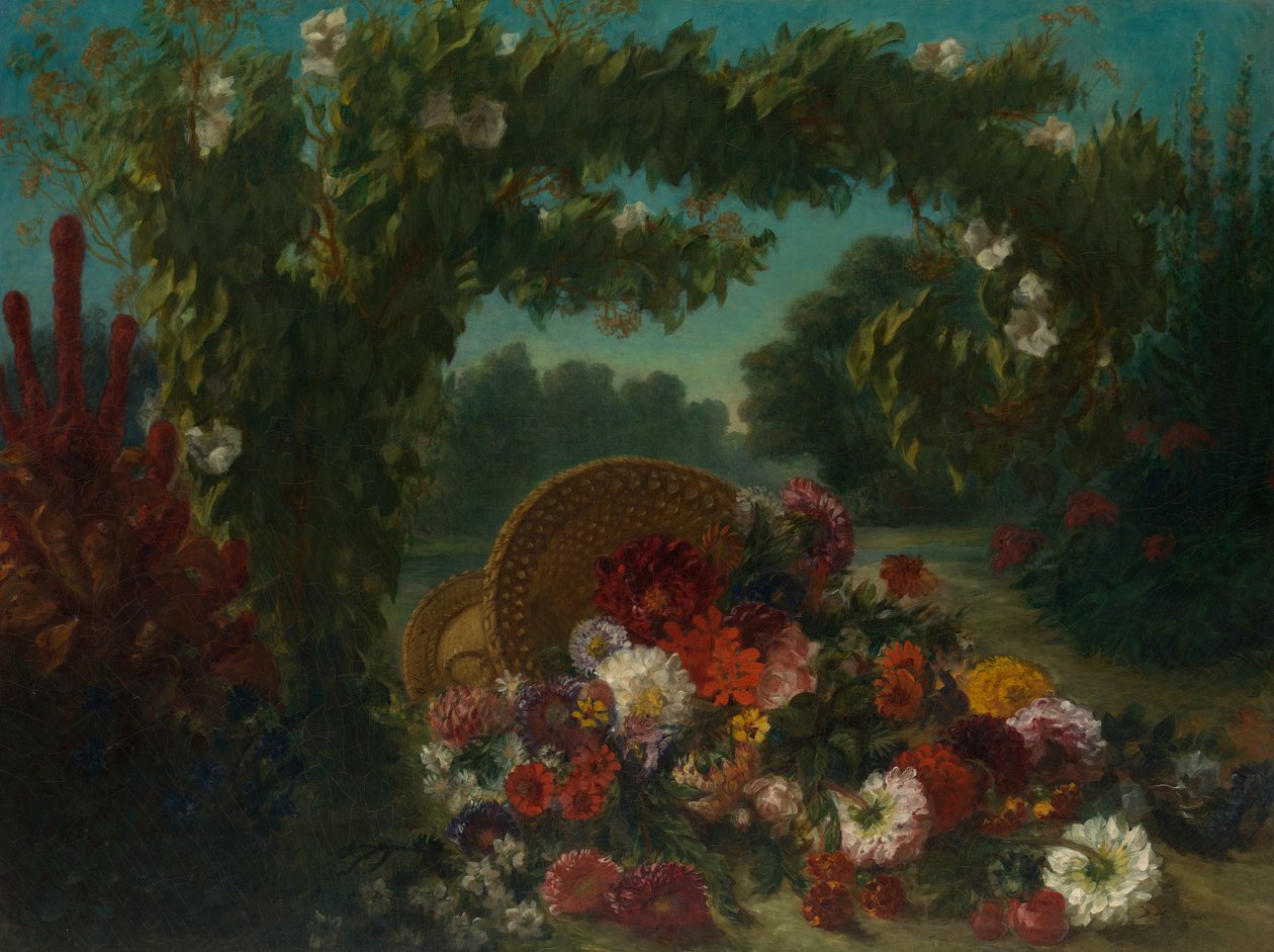 Kurv med blomster, 1848-49 av Ferdinand Victor Eugene Delacroix