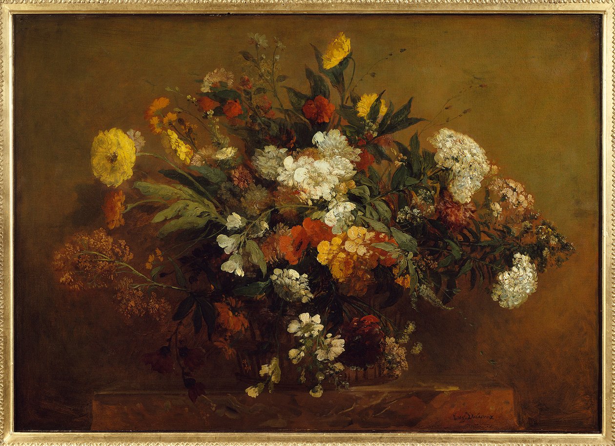 Blomsterbukett. Maleri av Eugene Delacroix (1798-1863) av Ferdinand Victor Eugene Delacroix