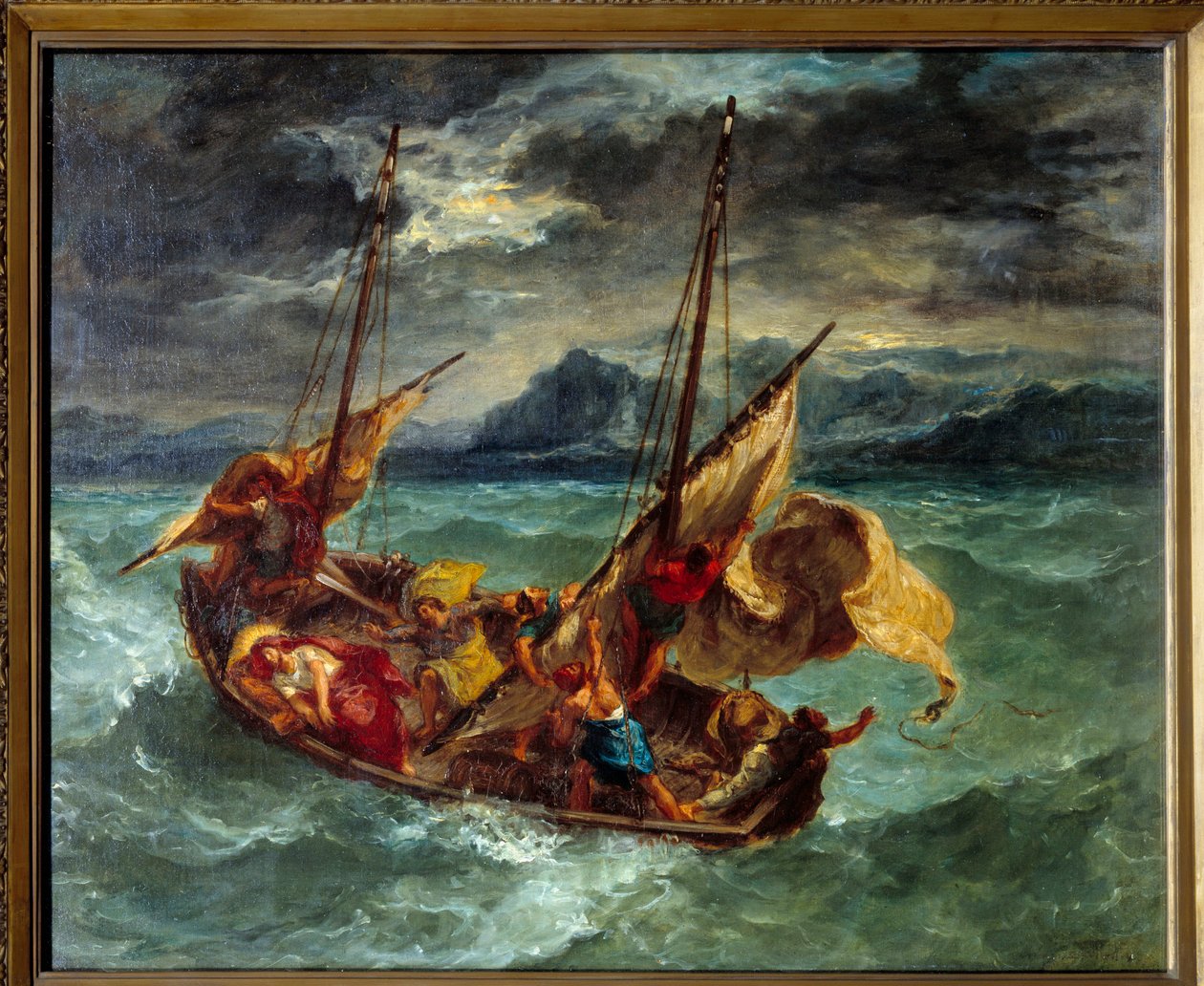 Kristus ved Generaseth-sjøen (Genesareth). Maleri av Eugene Delacroix (1798-1863) av Ferdinand Victor Eugene Delacroix