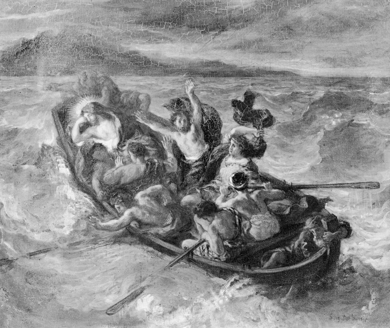 Kristus ved Genesaretsjøen, 1853 (bw-bilde) av Ferdinand Victor Eugene Delacroix
