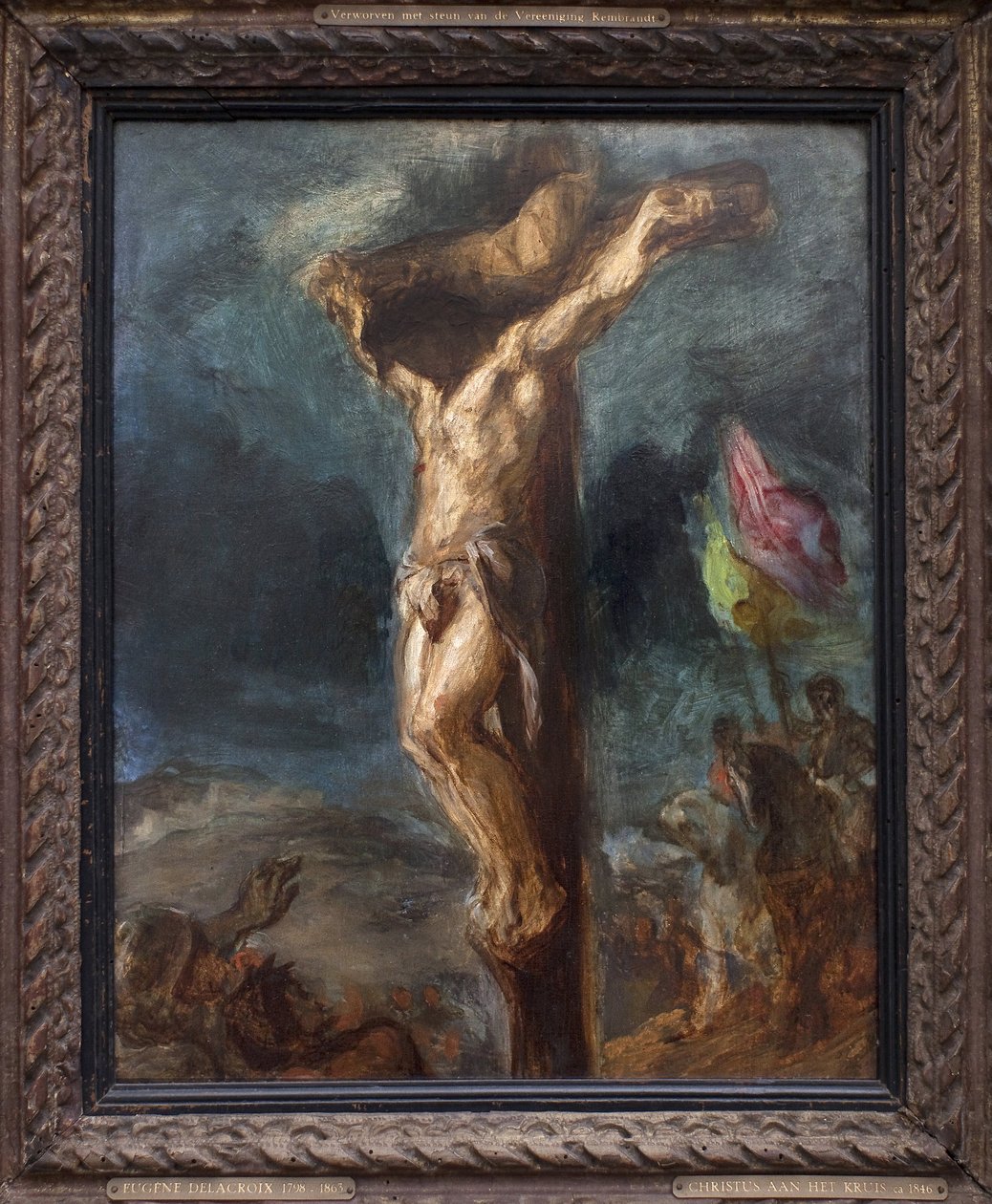 Korsfestelse. Maleri av Eugene Delacroix (1798-1863), olje på tre av Ferdinand Victor Eugene Delacroix