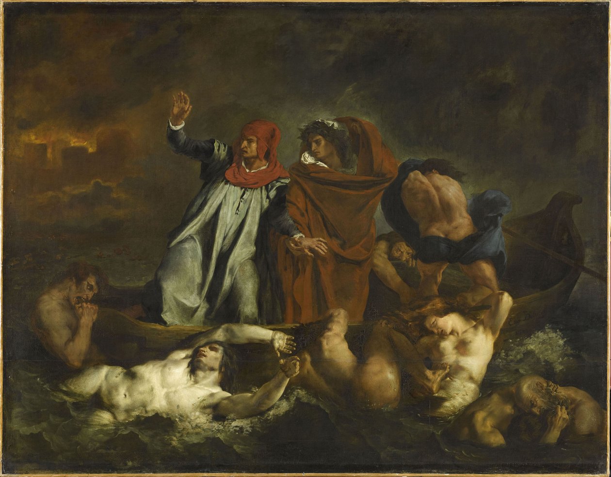 Dante og Virgil i helvete. Barken av Dante, 1822. av Ferdinand Victor Eugene Delacroix