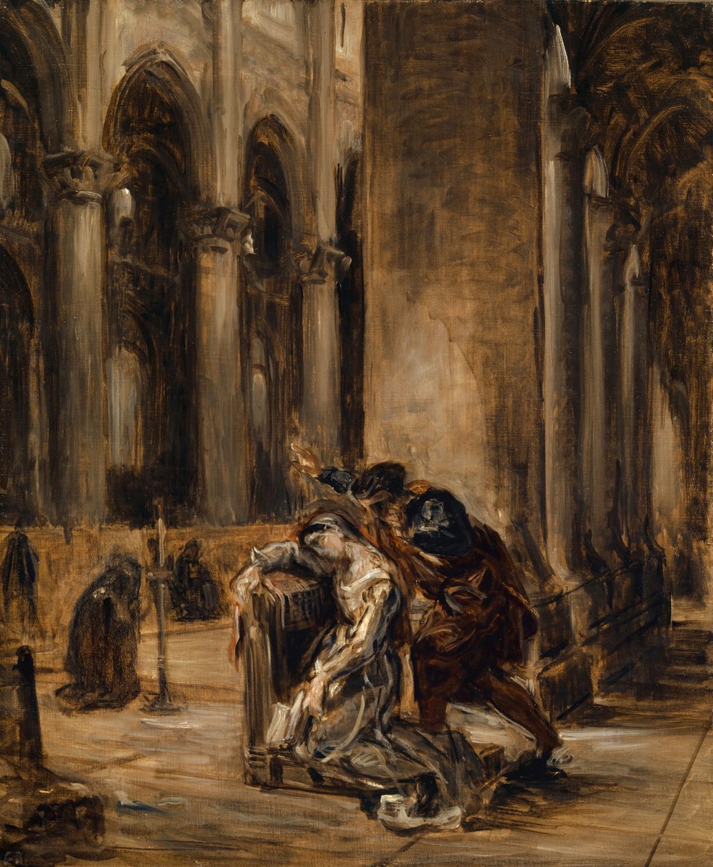 Gretchen i katedralen, ca. 1850 av Ferdinand Victor Eugene Delacroix
