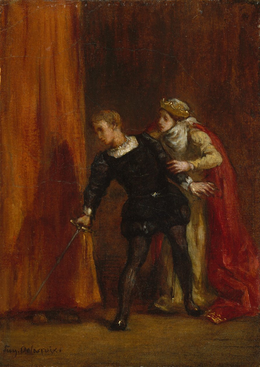 Hamlet og hans mor, 1849 av Ferdinand Victor Eugene Delacroix