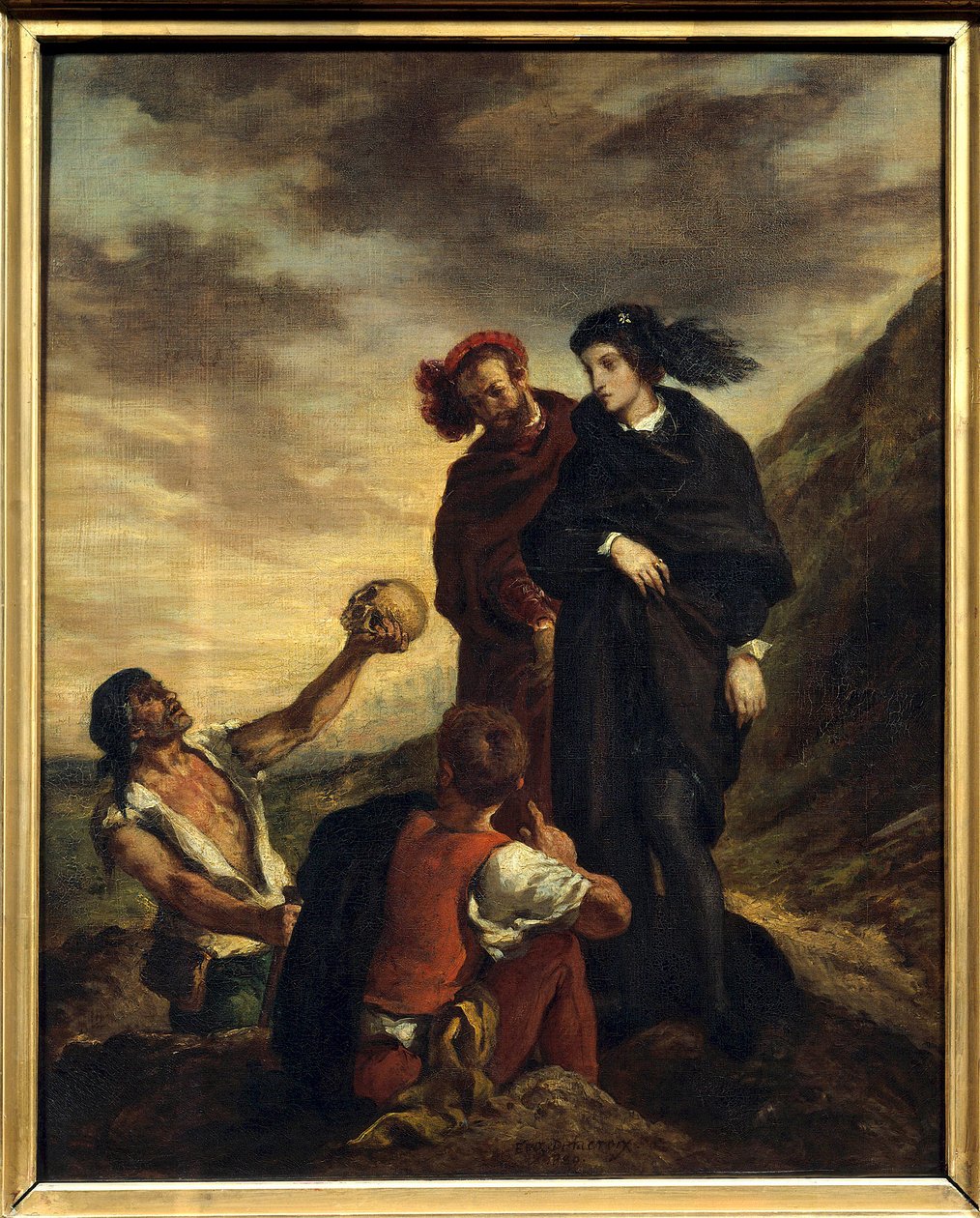 Hamlet og Horatio på kirkegården Illustrasjon for akt V av William Shakespeares stykke "Hamlet" (1564-1616). Maleri (Vanite) av Eugene Delacroix (1798-1863) 1839 Dim. 0,81 x 0,65 m Paris. Museet Louvre av Ferdinand Victor Eugene Delacroix