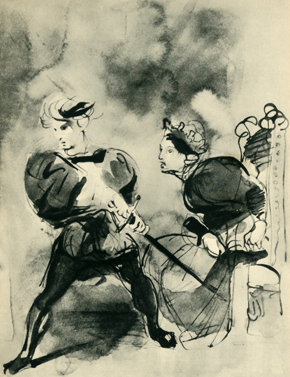 Hamlet og Polonius, ca 1830-årene, 1943. av Ferdinand Victor Eugene Delacroix