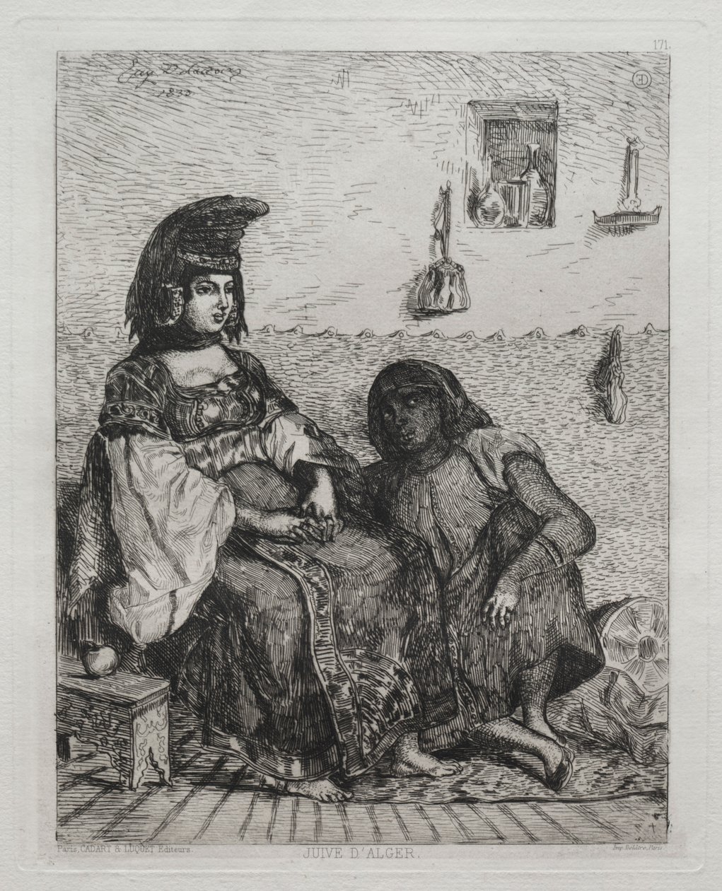 Jøde fra Alger. av Ferdinand Victor Eugene Delacroix