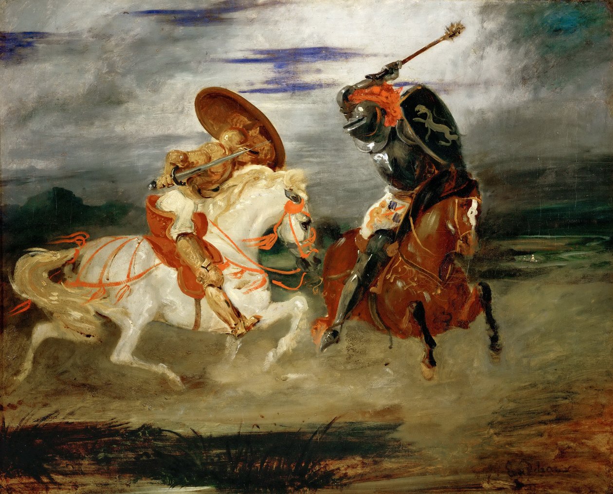 Riddere som kjemper på landsbygda av Ferdinand Victor Eugene Delacroix
