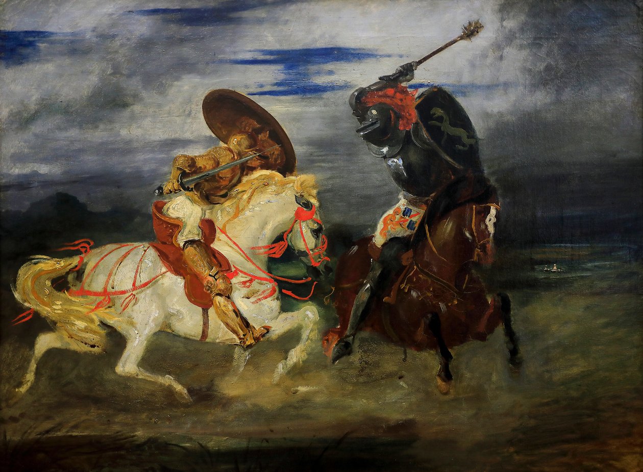 Riddere som kjemper på landsbygda av Ferdinand Victor Eugene Delacroix