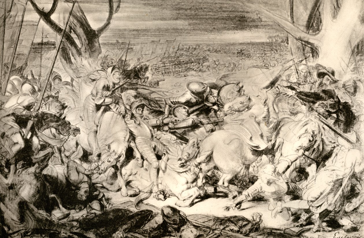 Slaget ved Dreux, 1913 av Ferdinand Victor Eugene Delacroix