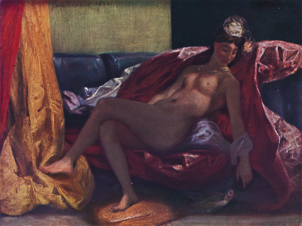 Kvinnen med papegøyen, 1827, 1937 av Ferdinand Victor Eugene Delacroix