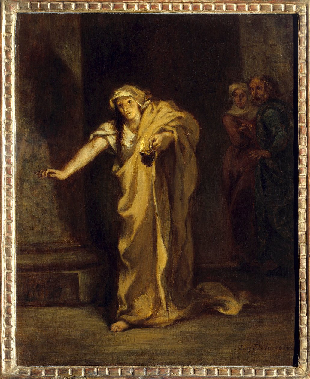 Lady Macbeth søvngjenger Illustrasjon av verket med samme navn av William Shakespeare (1564-1616). Maleri av Eugene Delacroix (1798-1863) 1850 Søn. 0,40 x 0,32 m Fredericton. Beaverbrook kunstgalleri av Ferdinand Victor Eugene Delacroix