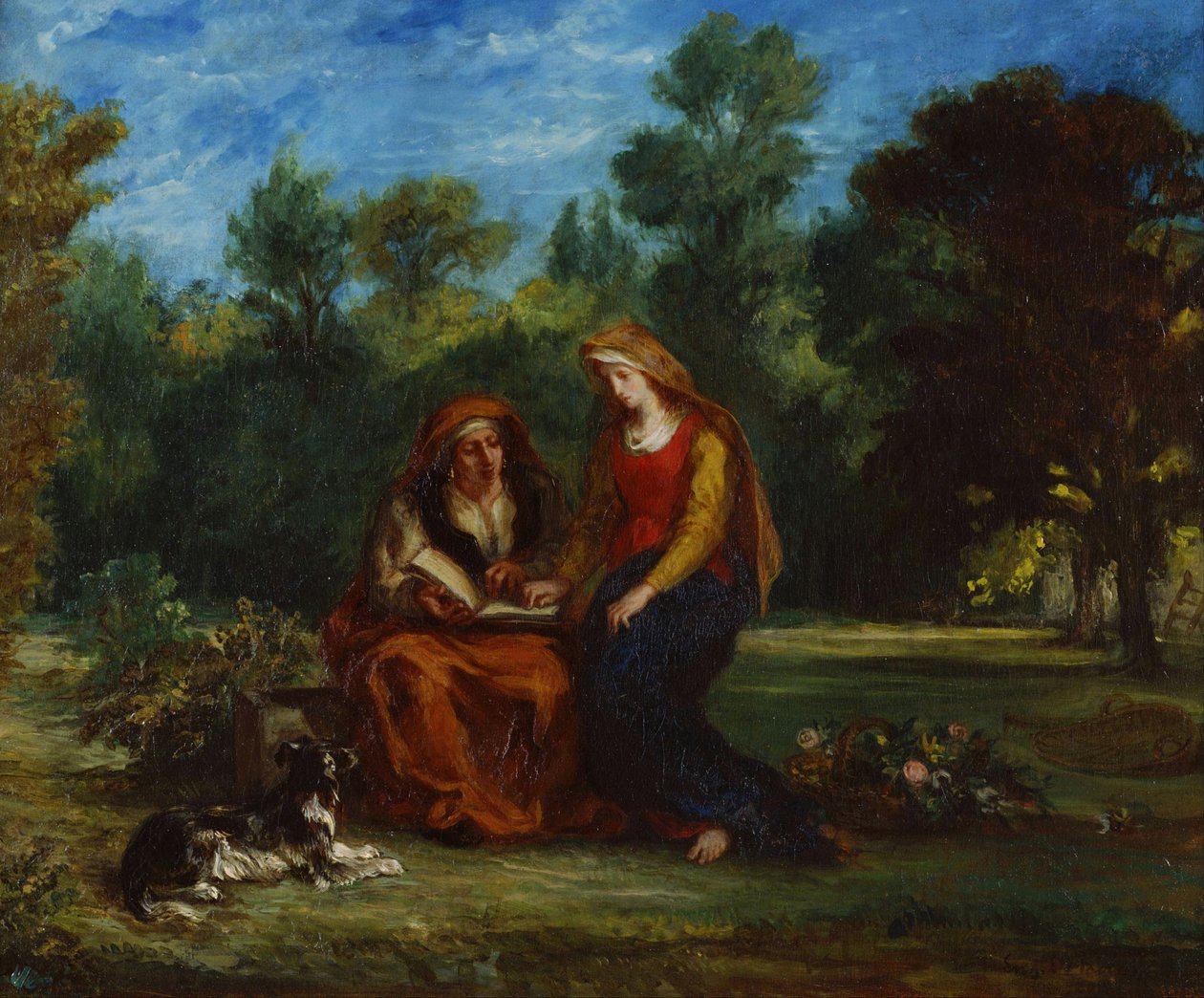 "The Education of the Virgin" -maleri av Eugene Delacroix (1798-1863) 1852 Nasjonalmuseet for vestlig kunst, Tokyo, Japan av Ferdinand Victor Eugene Delacroix