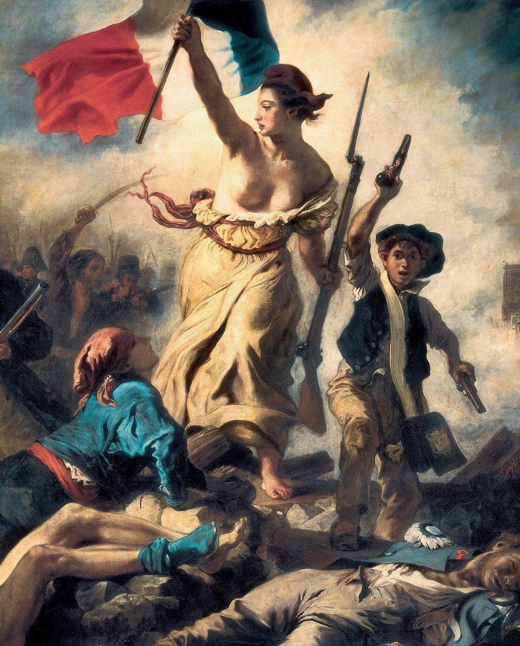 Liberty Leading the People, 28. juli 1830, ca. 1830-31 (detalj) (olje på lerret) av Ferdinand Victor Eugene Delacroix