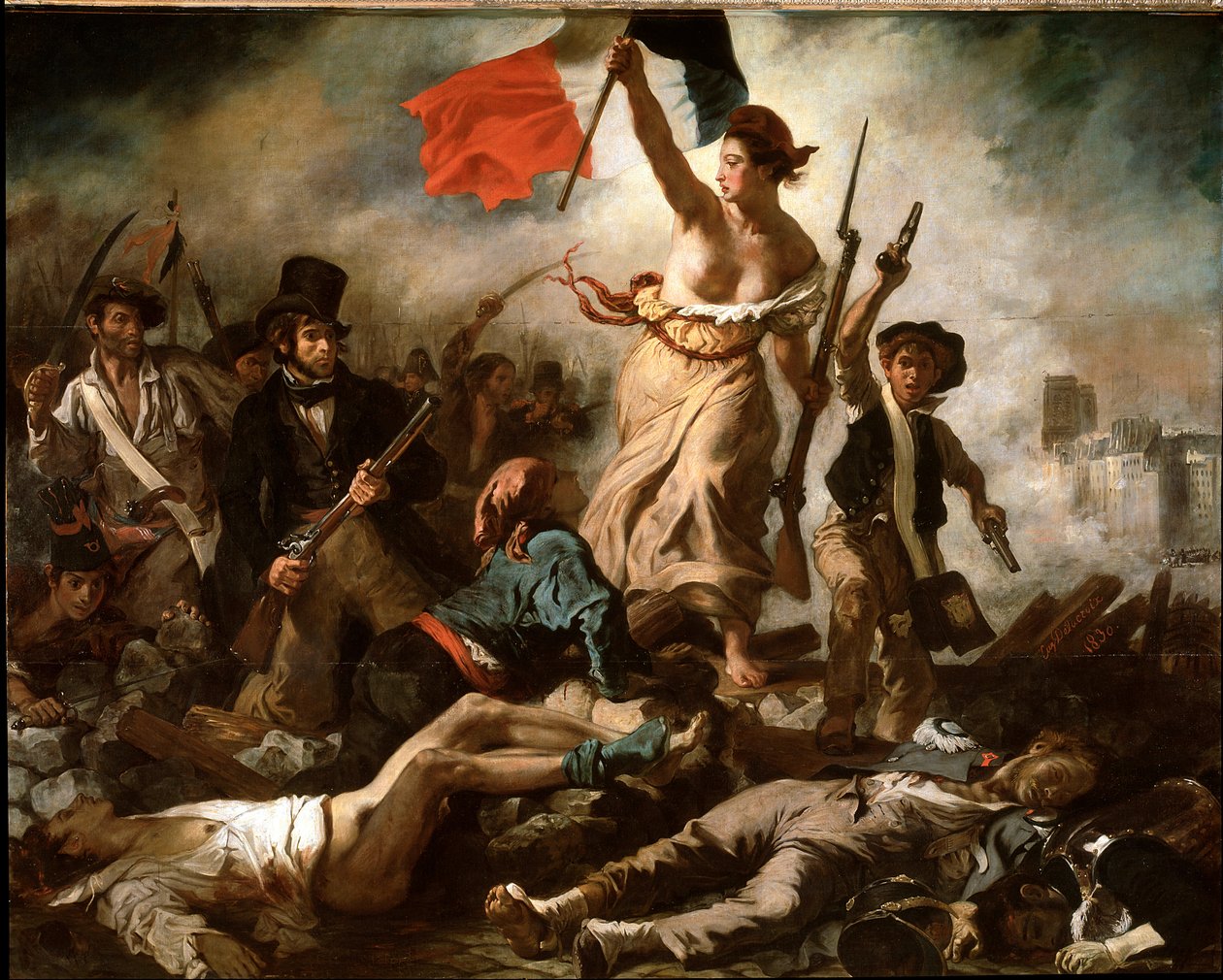Liberty lead the People (olje på lerret av Ferdinand Victor Eugene Delacroix