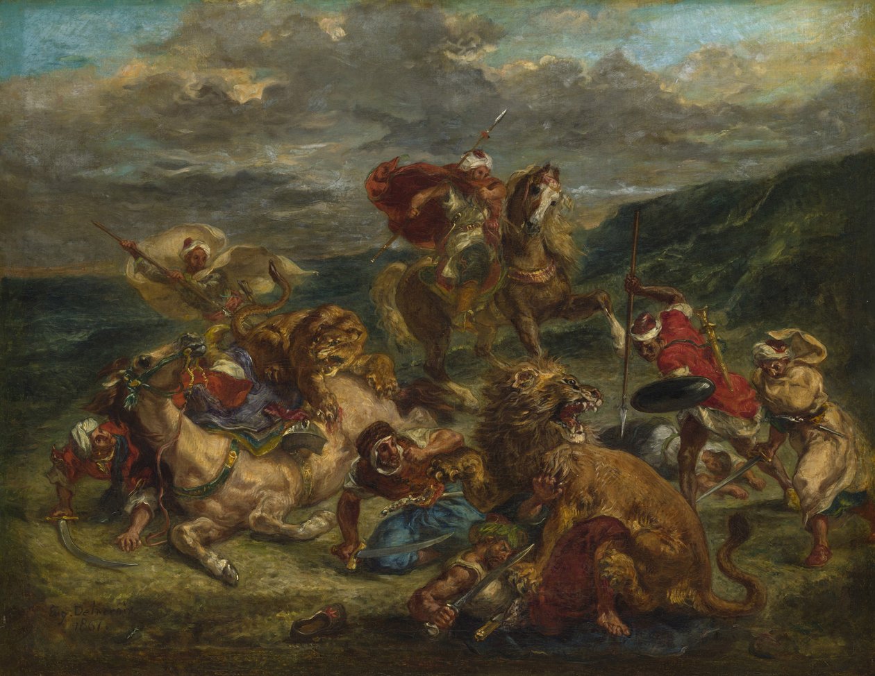 Løvejakt, 1860-61 av Ferdinand Victor Eugene Delacroix