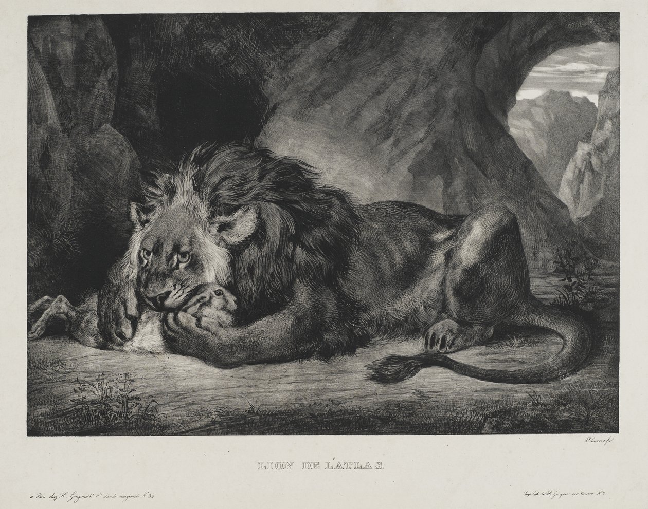 Løve fra Atlas, 1829 av Ferdinand Victor Eugene Delacroix