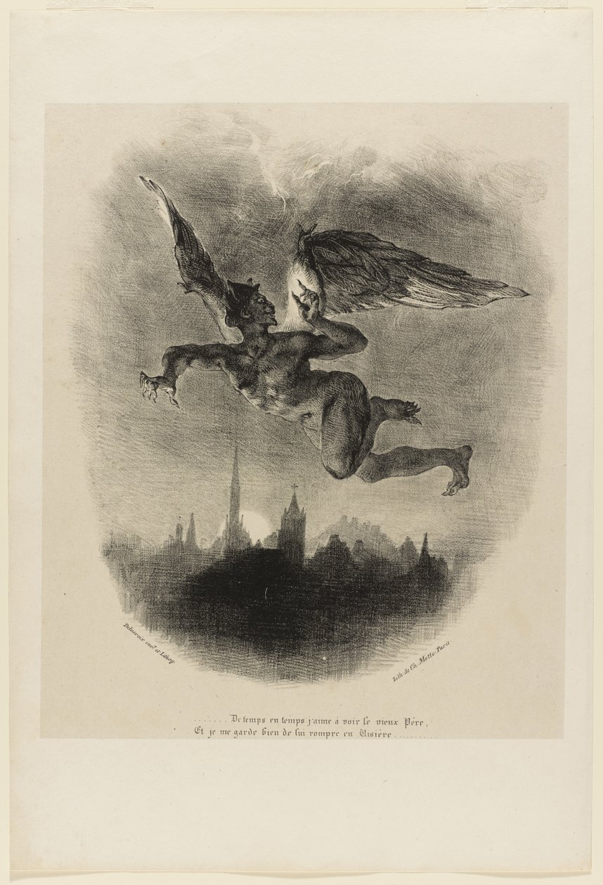 Mephistopheles i luften (frontispice fra Faust) av Ferdinand Victor Eugene Delacroix