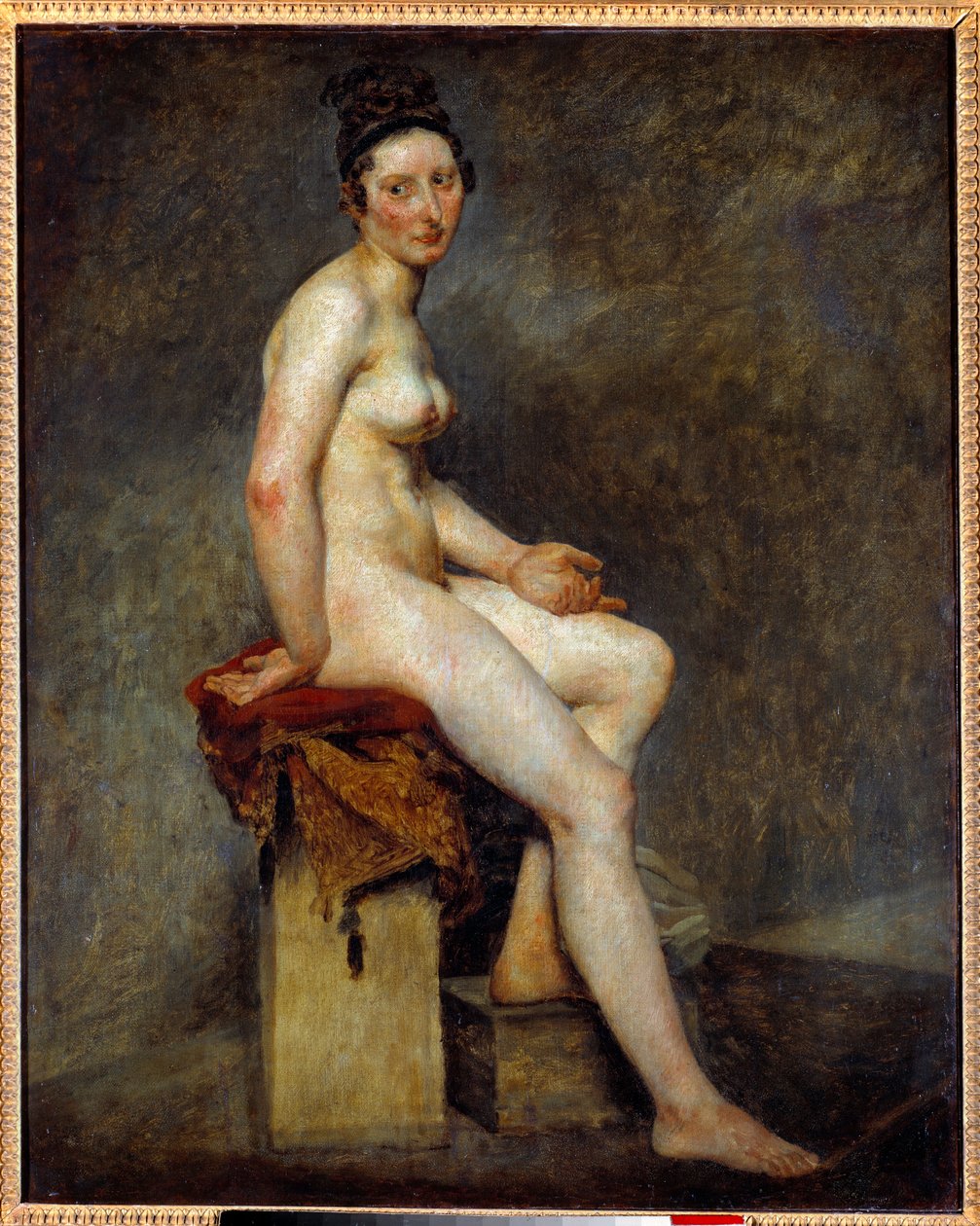Sitter naken sier frøken Rose. Maleri av Eugene Delacroix (1798-1863) av Ferdinand Victor Eugene Delacroix