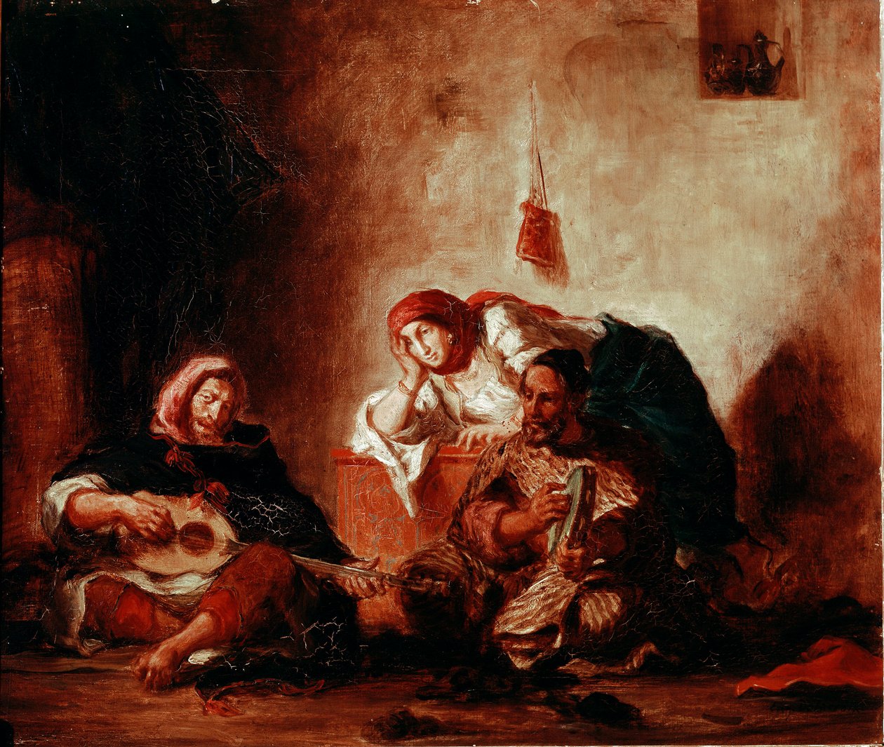 Orientalisme: "" Jødiske musikere fra Mogador, Marokko"" Maleri av Eugene Delacroix (1798-1863) 1800-tallet Søn. 046x0,55 m Paris, Musée du Louvre av Ferdinand Victor Eugene Delacroix