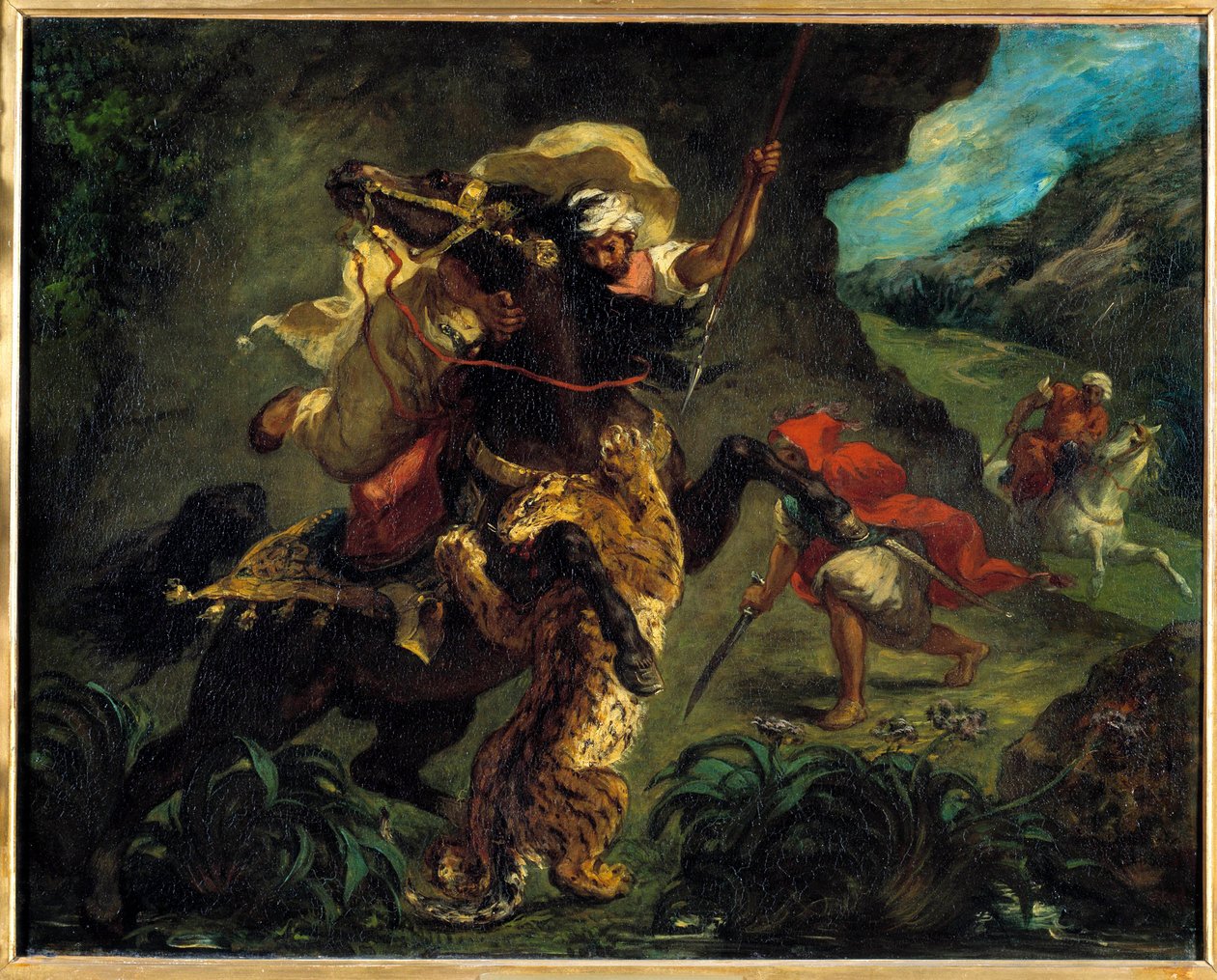 Orientalisme: "" Tigerjakten"" Maleri av Eugene Delacroix (1798-1863) 1854 Søn. 0,73x0,92 m Paris, musee d