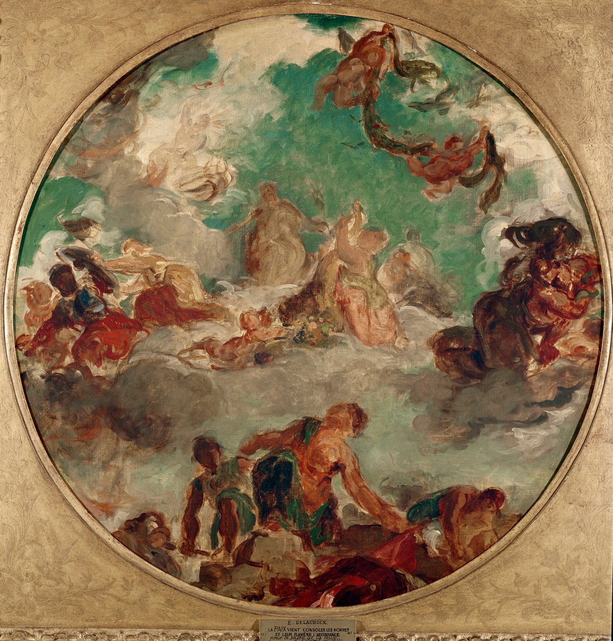 Fred kom for å trøste menn og bringe tilbake overflod Maleri av Eugene Delacroix (1798-1863) 1849-1854 Diam. 78 cm Paris, Musee Carnavalet av Ferdinand Victor Eugene Delacroix