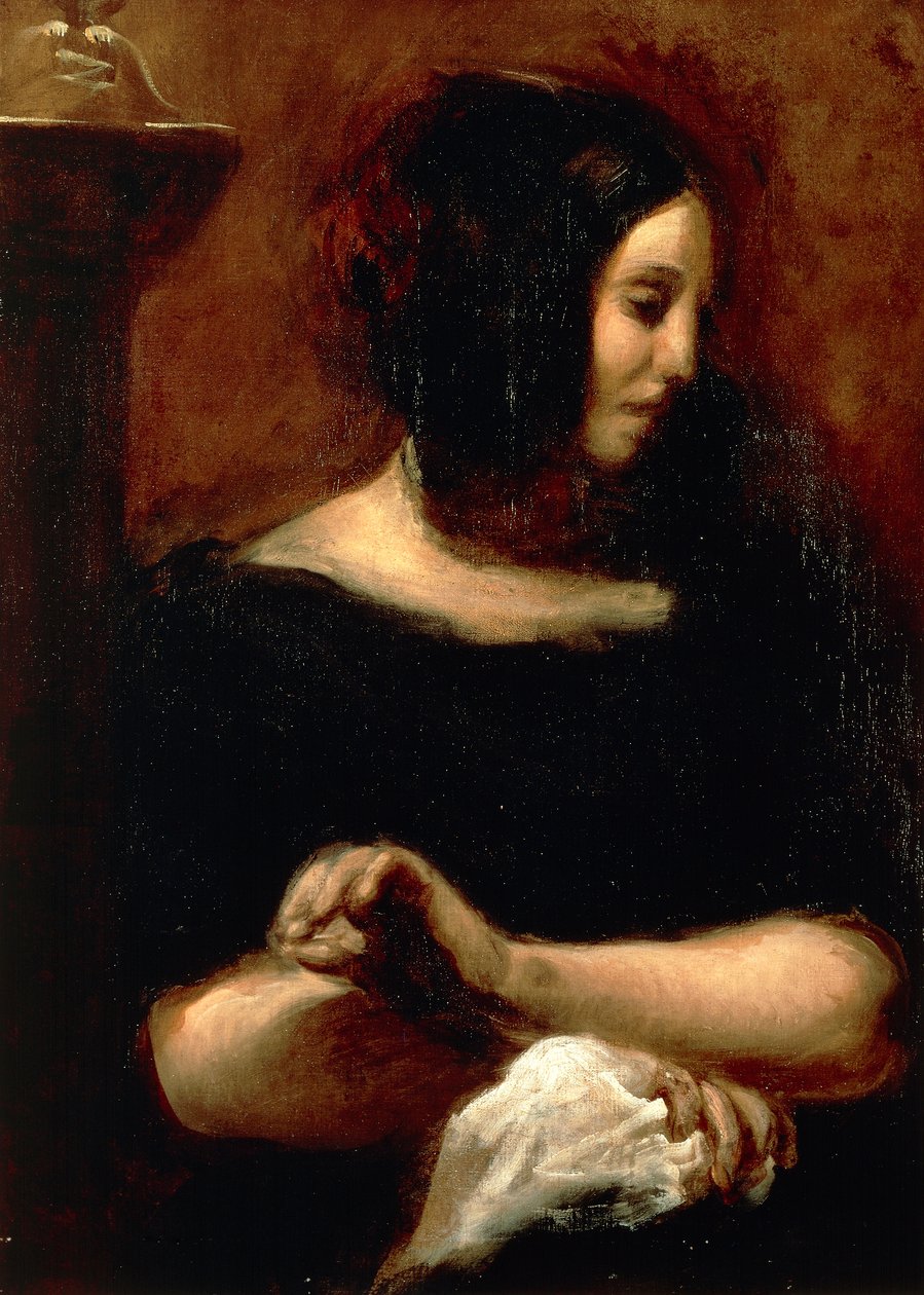 Portrett av George Sand av Ferdinand Victor Eugene Delacroix