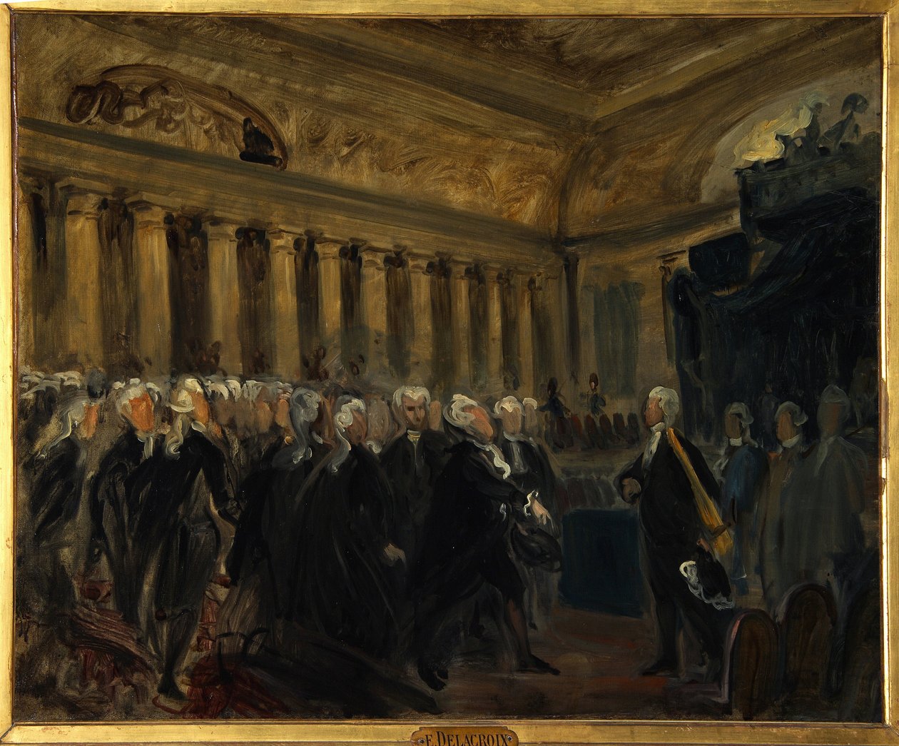 Fransk revolusjon, grunnlovgivende forsamling av 1789: Honore Gabriel (Honore-Gabriel) Riqueti, Comte de Mirabeau (1749-1791) før Monsieur de Henri Evrard (Henri-Evrard), Marquis de Dreux Breze (Dreux-Breze) (1762-1829) (under varaforsamlingen, av Ferdinand Victor Eugene Delacroix