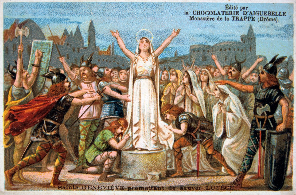 Saint Genevieve lover å redde Lutece, middelalder. 1800-tallet av Ferdinand Victor Eugene Delacroix