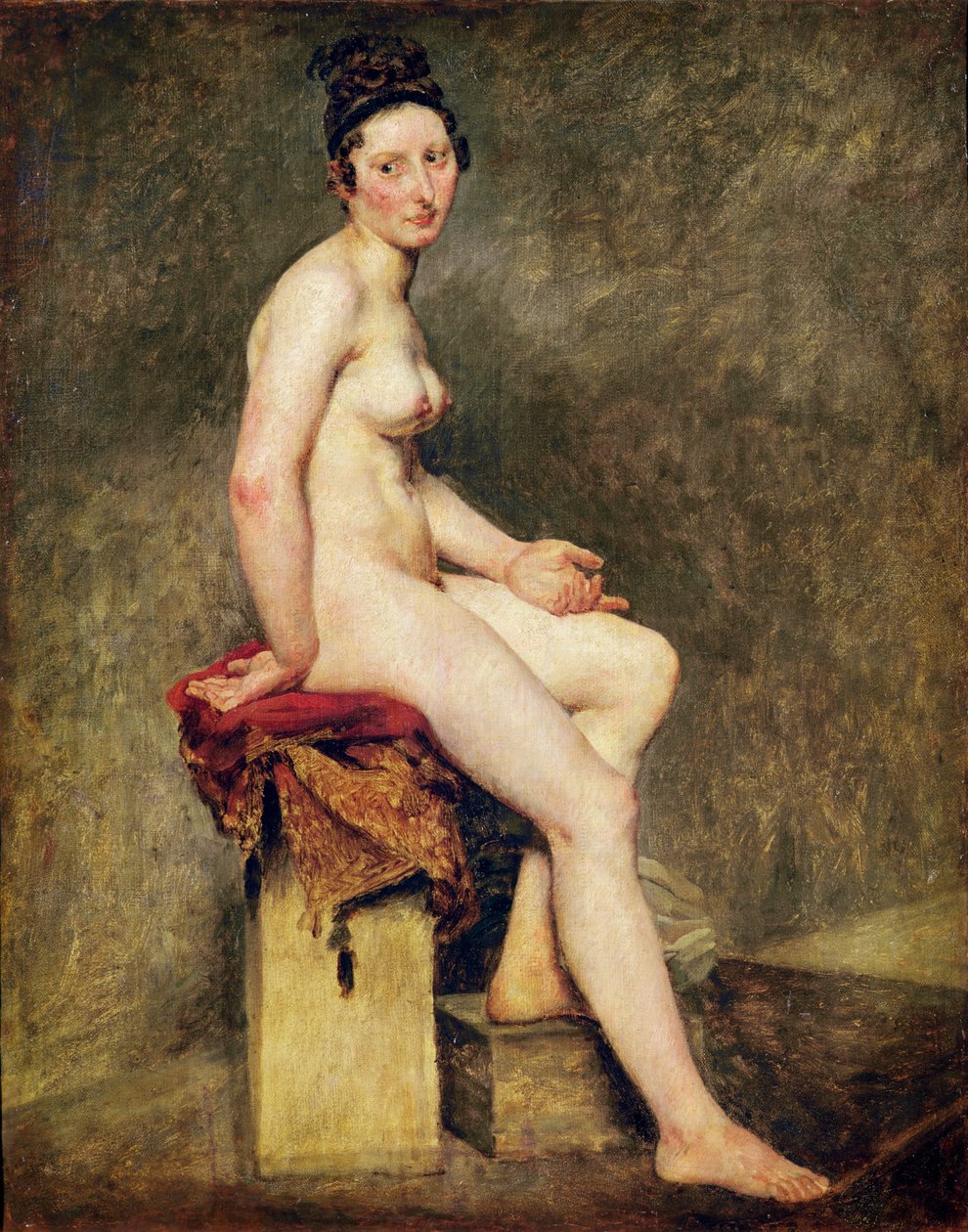 Sittende naken, Mademoiselle Rose (olje på lerret) av Ferdinand Victor Eugene Delacroix