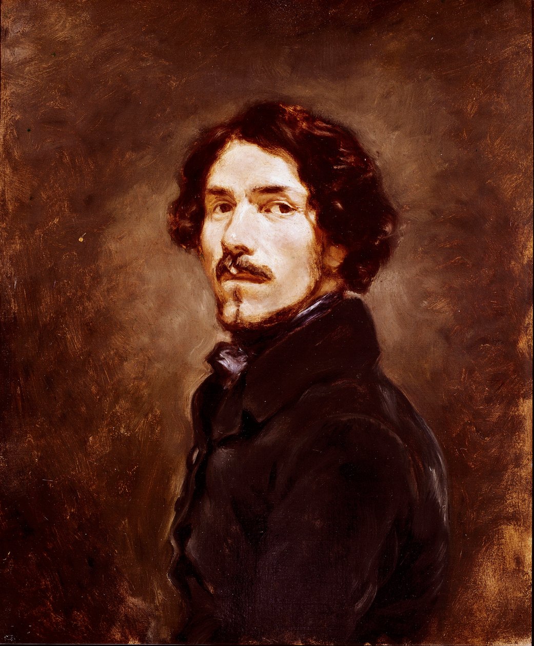 Selvportrett i en alder av 44 Maleri av Eugene Delacroix (1798-1863) 1842 rundt Firenze, Galleria degli Uffizi (Kontorer) av Ferdinand Victor Eugene Delacroix