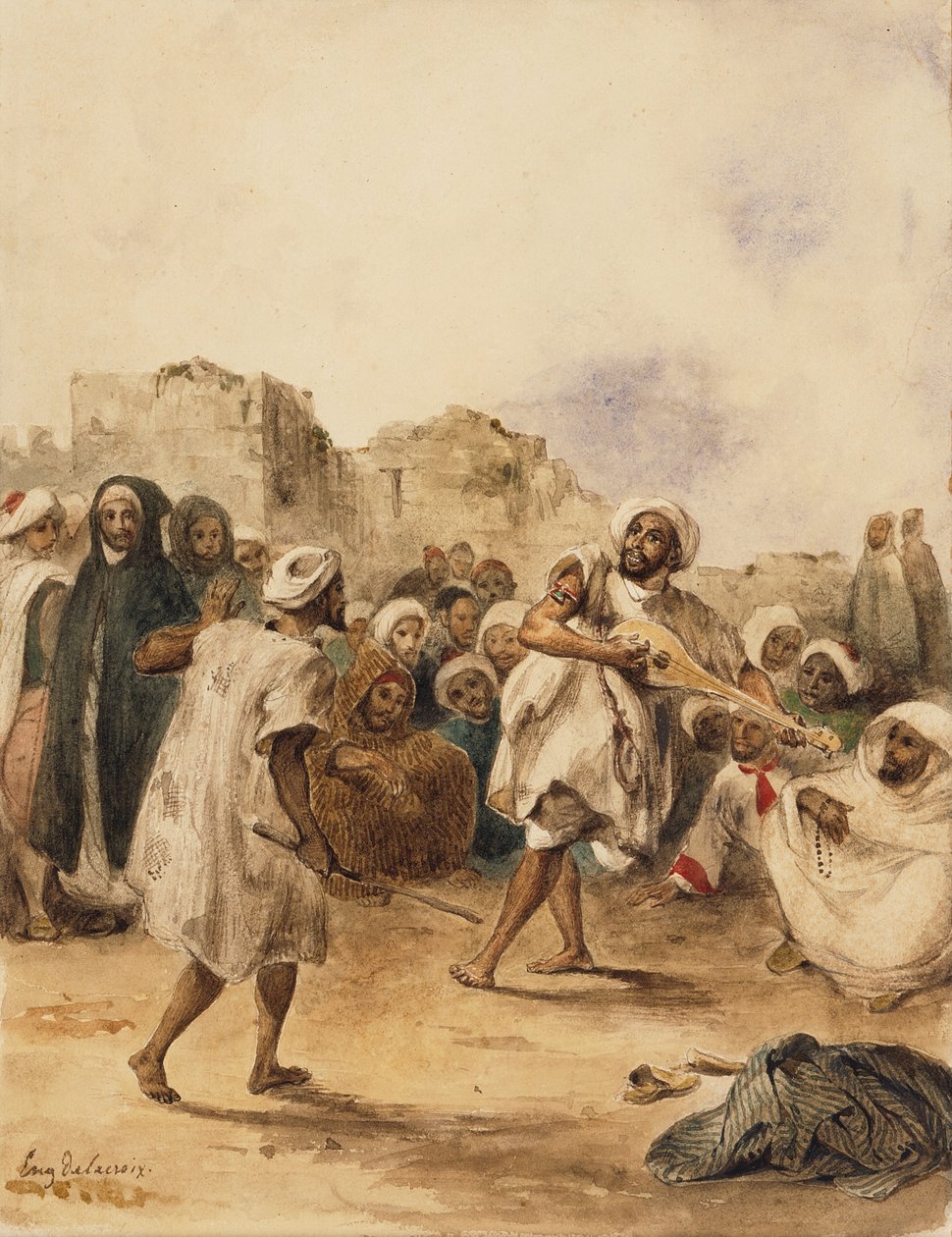 Vandrende spillere, 1833 av Ferdinand Victor Eugene Delacroix
