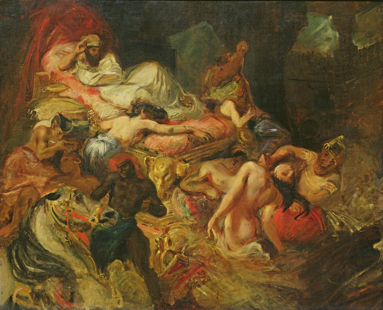 Studie for The Death of Sardanapalus, før 1827 (olje på lerret) av Ferdinand Victor Eugene Delacroix